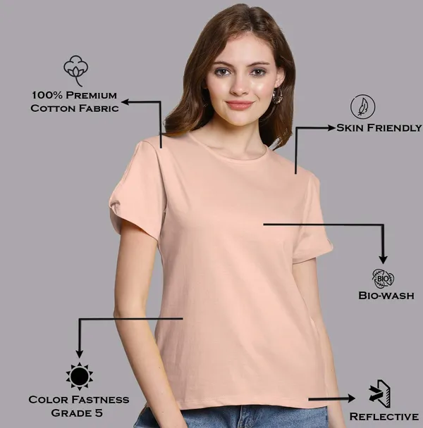Pack_of_2_Orange_&_Coral_Cotton_Round_Neck_T-Shirt_For_Women