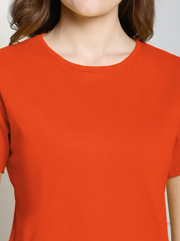 Pack_of_2_Orange_&_Grey_Cotton_Round_Neck_T-Shirt_For_Women