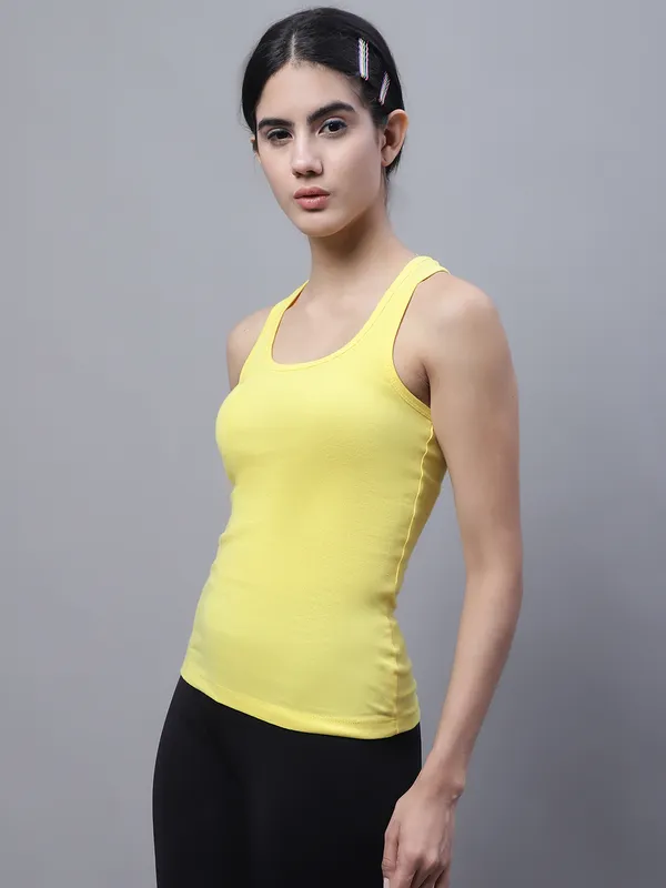 Yellow_Cotton_Rib_Racerback_Tank_Top_For_Women