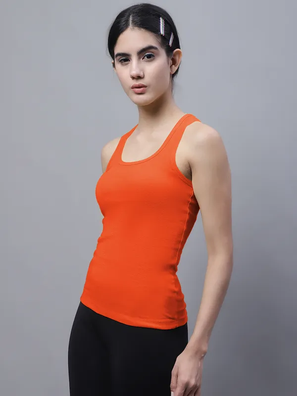 Orange_Cotton_Rib_Racerback_Tank_Top_For_Women