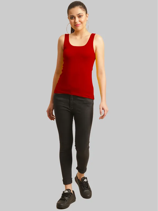 Red_Cotton_Rib_Tank_Top_For_Women