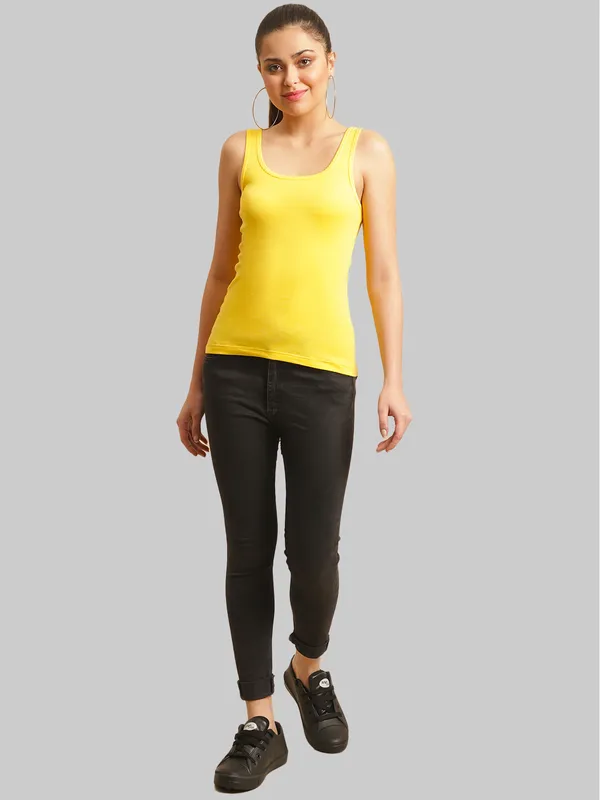 Yellow_Cotton_Rib_Tank_Top_For_Women