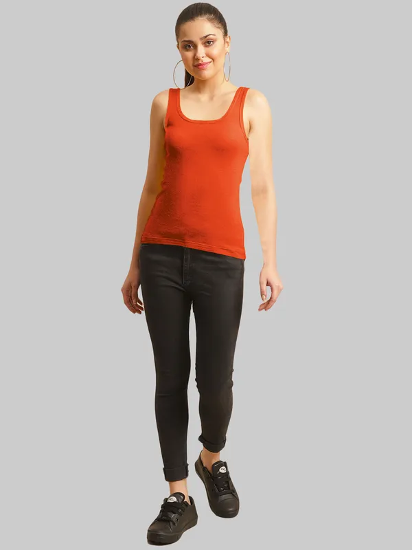 Orange_Cotton_Rib_Tank_Top_For_Women
