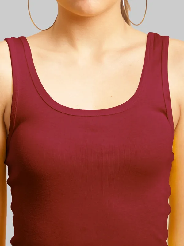 Maroon_Cotton_Rib_Tank_Top_For_Women