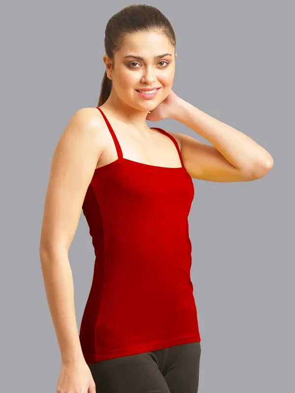 Red_Cotton_Rib_Camisole_For_Women