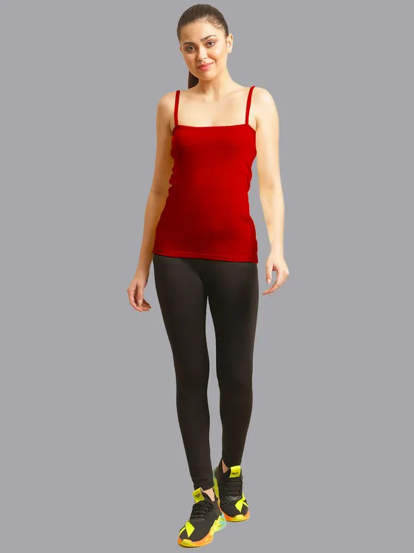 Red_Cotton_Rib_Camisole_For_Women
