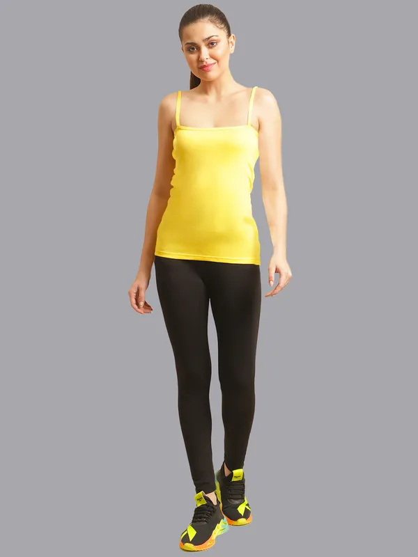 Yellow_Cotton_Rib_Camisole_For_Women