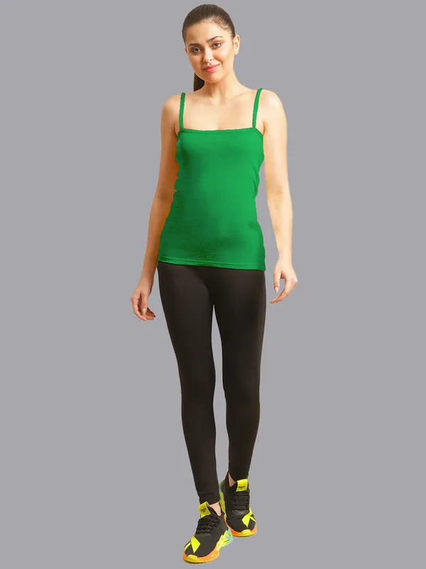 Green_Cotton_Rib_Camisole_For_Women