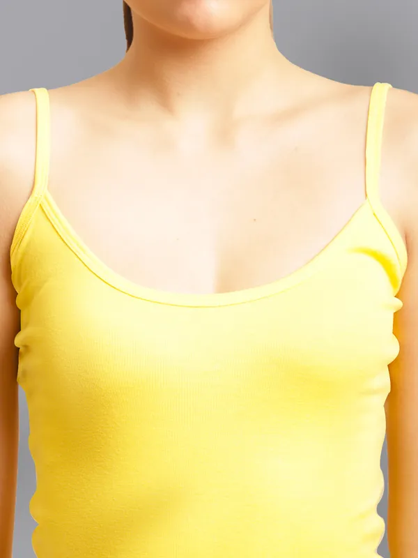 Yellow_Cotton_Rib_Camisole_For_Women