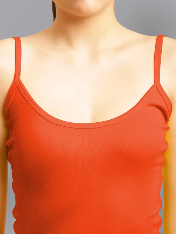 Orange_Cotton_Rib_Camisole_For_Women