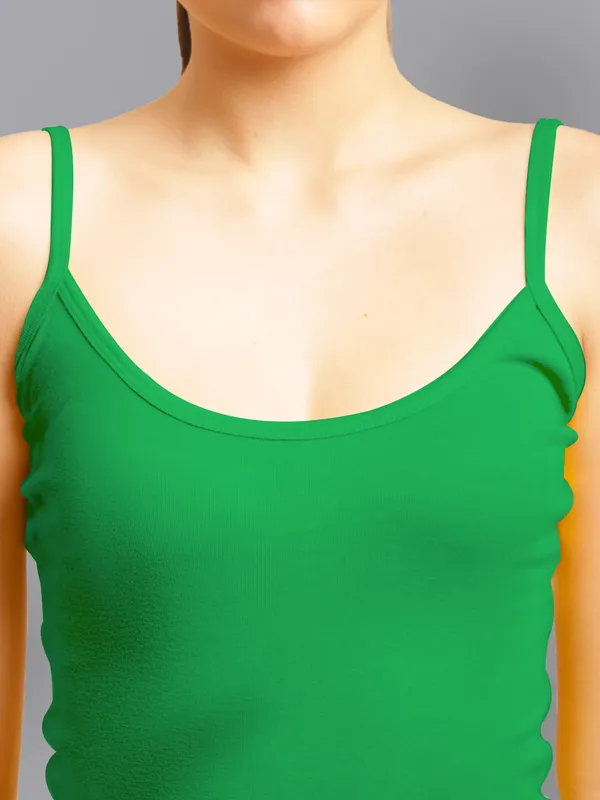 Green_Cotton_Rib_Camisole_For_Women