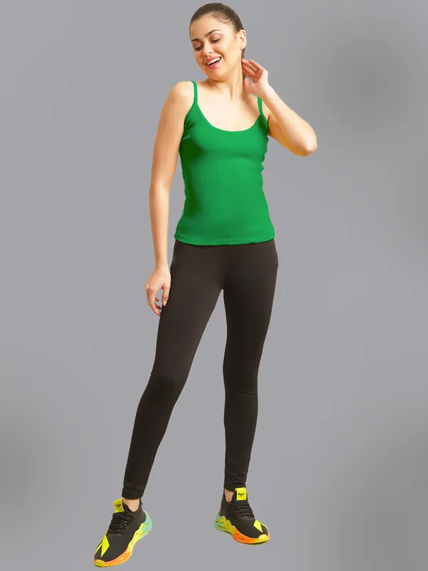 Green_Cotton_Rib_Camisole_For_Women