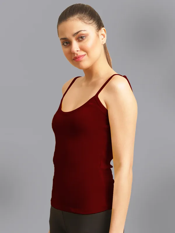 Maroon_Cotton_Rib_Camisole_For_Women