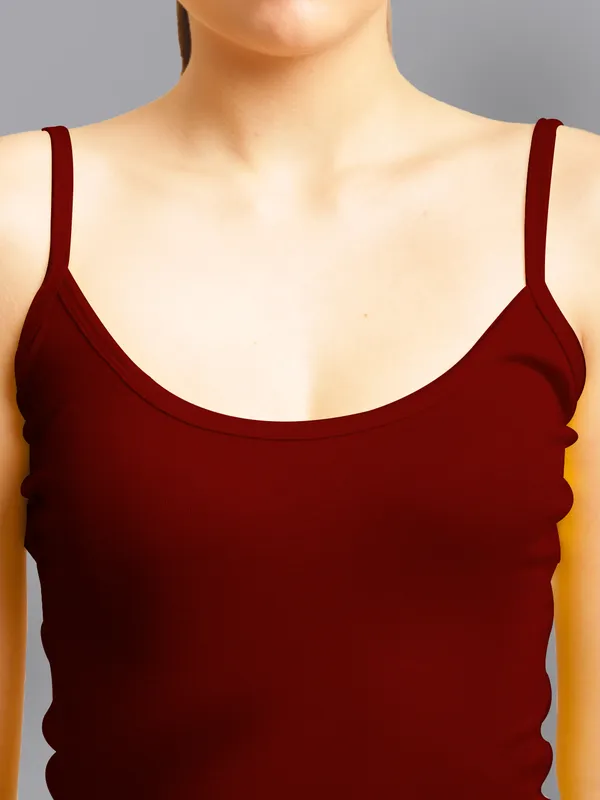 Maroon_Cotton_Rib_Camisole_For_Women