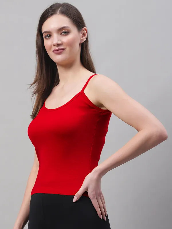 Red_Cotton_Rib_Camisole_For_Women
