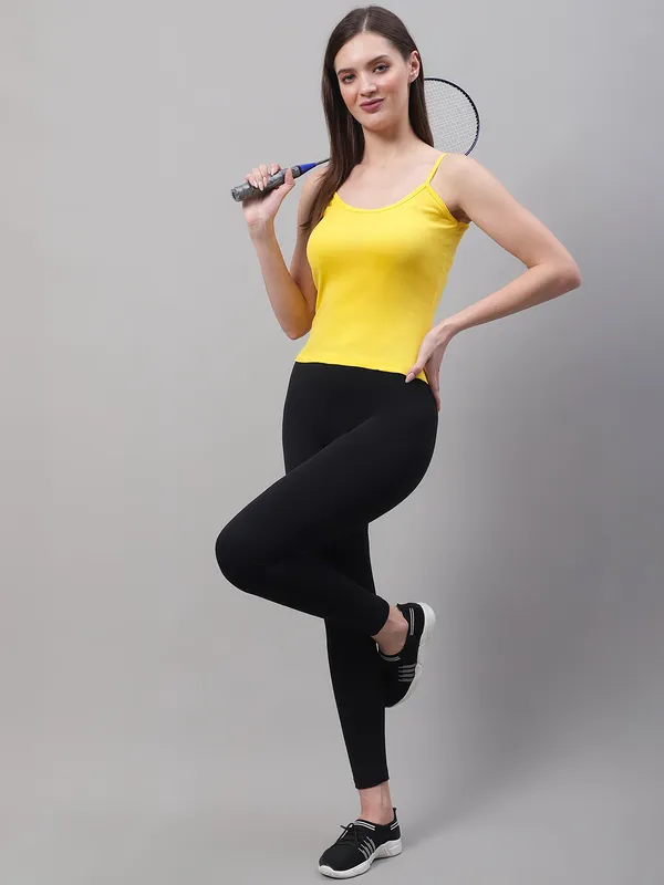 Yellow_Cotton_Rib_Camisole_For_Women