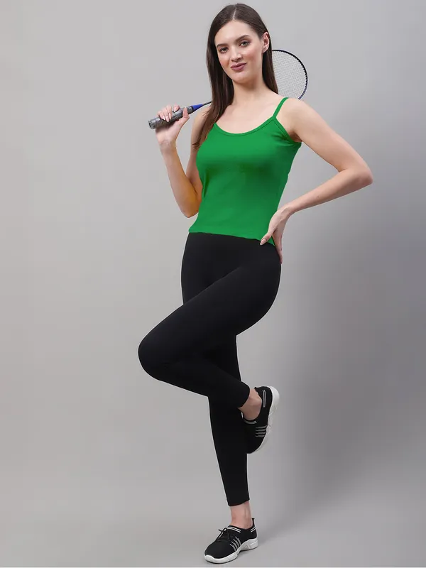 Green_Cotton_Rib_Camisole_For_Women