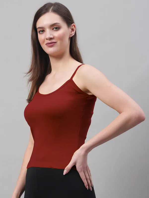 Maroon_Cotton_Rib_Camisole_For_Women