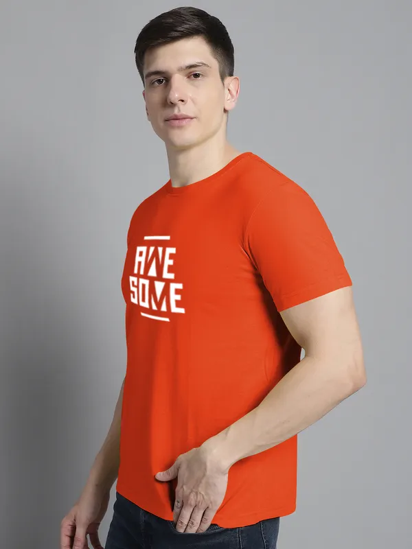 Orange_Cotton_Awesome_Print_Round_Neck_T-Shirt_For_Men