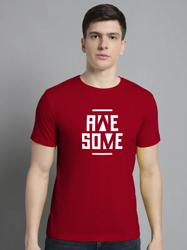 Pack_of_2_Maroon_&_Yellow_Cotton_Rib_Trimmed_Neckline_Printed_T-Shirt_For_Men