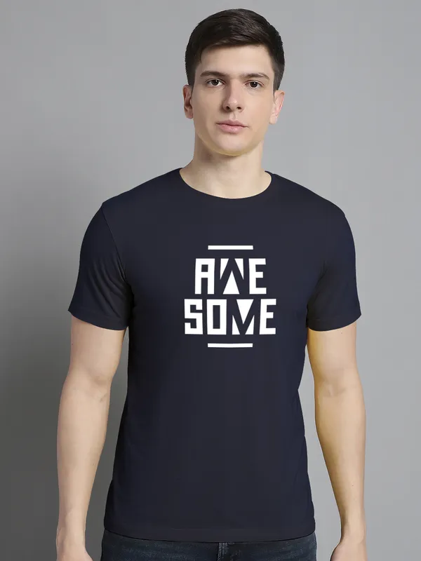 Pack_of_2_Navy_Blue_&_Turquoise_Blue_Cotton_Rib_Trimmed_Neckline_Printed_T-Shirt_For_Men