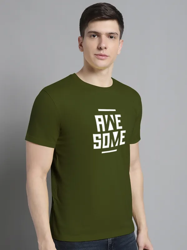 Olive_Green_Cotton_Awesome_Print_Round_Neck_T-Shirt_For_Men