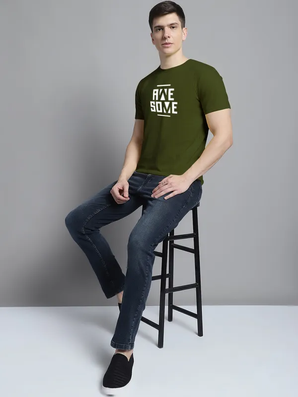 Olive_Green_Cotton_Awesome_Print_Round_Neck_T-Shirt_For_Men