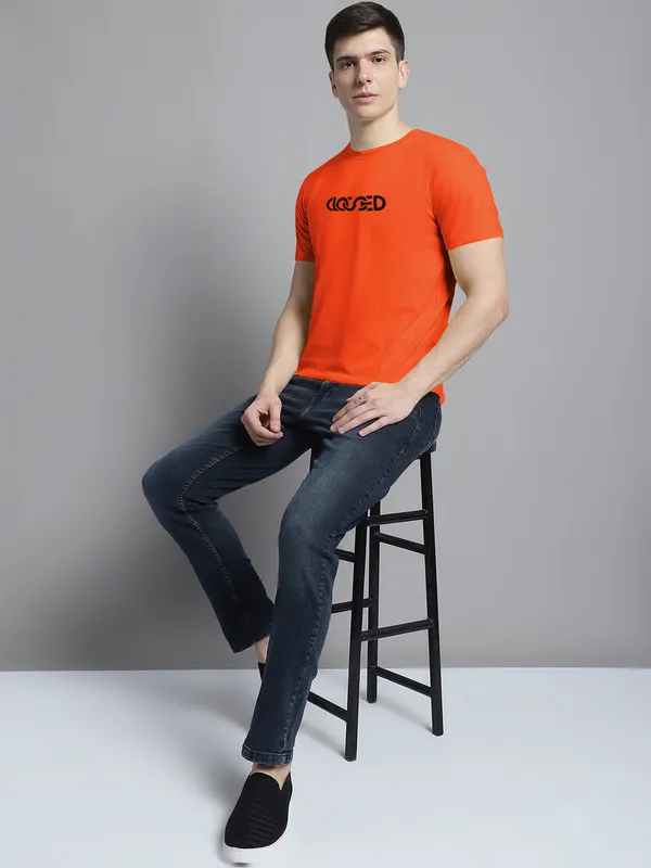 Pack_of_2_Orange_&_Turquoise_Blue_Cotton_Rib_Trimmed_Neckline_Printed_T-Shirt_For_Men