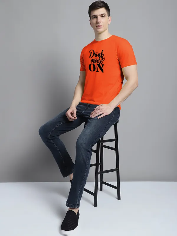 Orange_Cotton_Drink_Mode_On_Print_Round_Neck_T-Shirt_For_Men