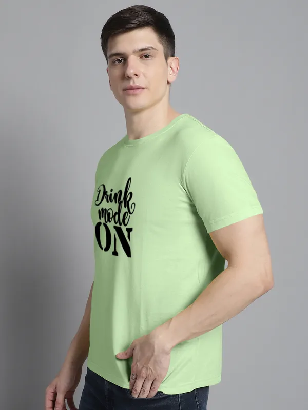 Sea_Green_Cotton_Drink_Mode_On_Print_Round_Neck_T-Shirt_For_Men