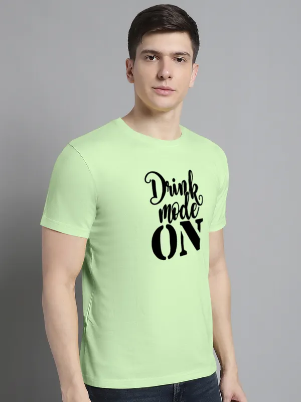 Sea_Green_Cotton_Drink_Mode_On_Print_Round_Neck_T-Shirt_For_Men
