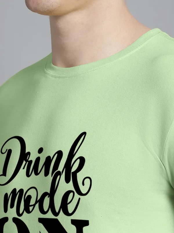 Sea_Green_Cotton_Drink_Mode_On_Print_Round_Neck_T-Shirt_For_Men