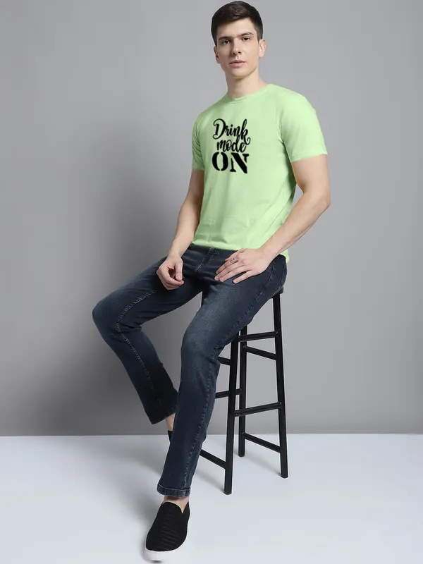 Sea_Green_Cotton_Drink_Mode_On_Print_Round_Neck_T-Shirt_For_Men