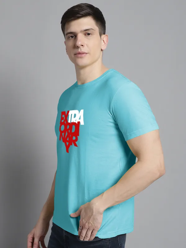 Turquoise_Blue_Cotton_Extra_Ordinary_Print_Round_Neck_T-Shirt_For_Men