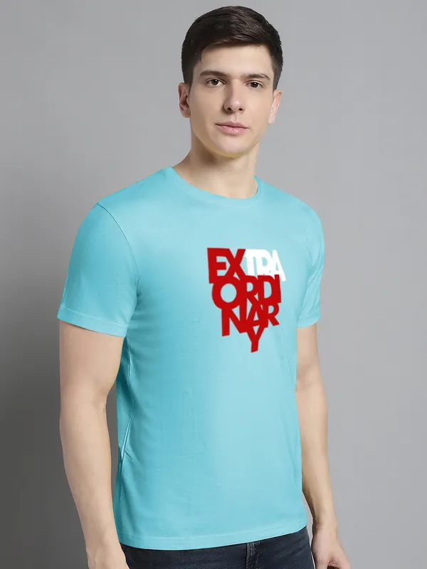 Turquoise_Blue_Cotton_Extra_Ordinary_Print_Round_Neck_T-Shirt_For_Men