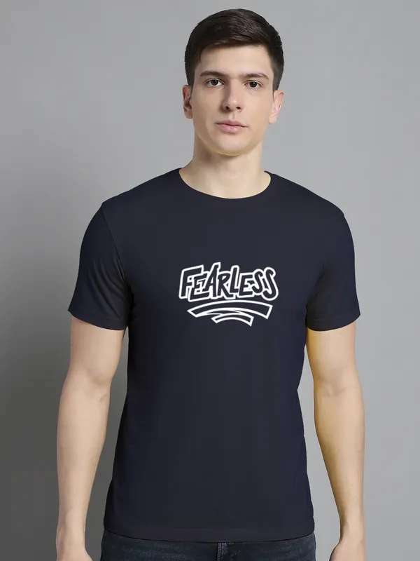 Pack_of_2_Mustard_&_Navy_Blue_Cotton_Rib_Trimmed_Neckline_Printed_T-Shirt_For_Men