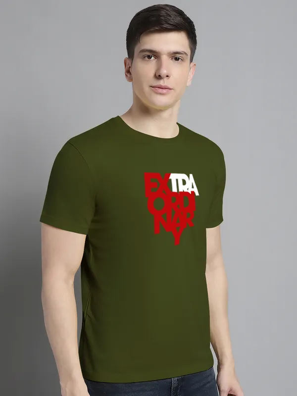 Olive_Green_Cotton_Extra_Ordinary_Print_Round_Neck_T-Shirt_For_Men