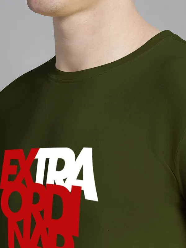 Olive_Green_Cotton_Extra_Ordinary_Print_Round_Neck_T-Shirt_For_Men