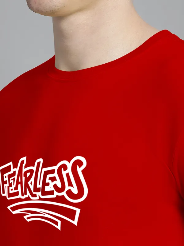 Red_Cotton_Fearless_Print_Round_Neck_T-Shirt_For_Men