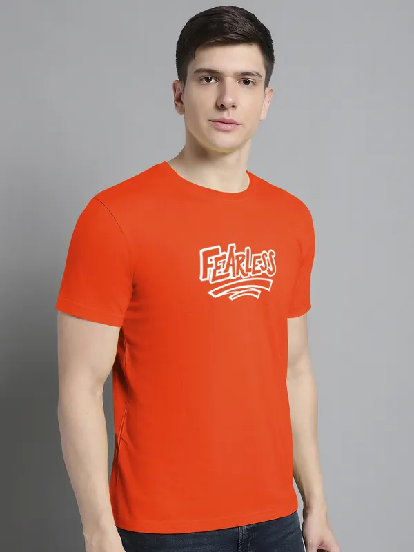 Orange_Cotton_Fearless_Print_Round_Neck_T-Shirt_For_Men