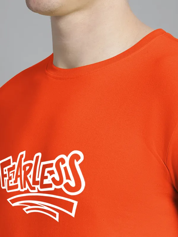 Orange_Cotton_Fearless_Print_Round_Neck_T-Shirt_For_Men