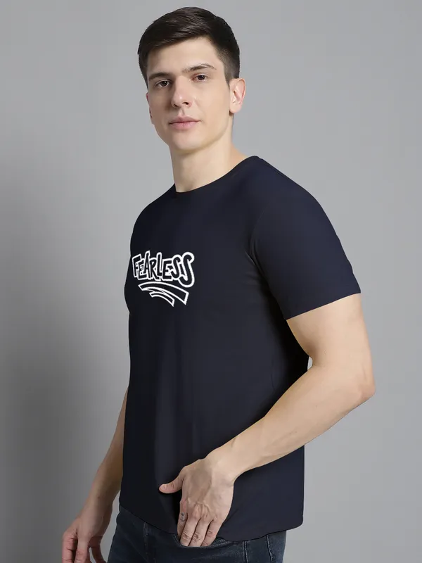 Navy_Blue_Cotton_Fearless_Print_Round_Neck_T-Shirt_For_Men