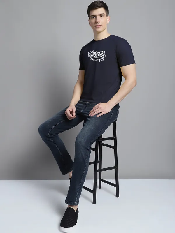 Navy_Blue_Cotton_Fearless_Print_Round_Neck_T-Shirt_For_Men