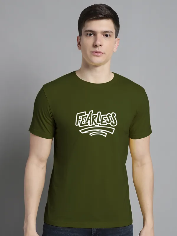 Pack_of_2_Olive_Green_&_Mustard_Cotton_Rib_Trimmed_Neckline_Printed_T-Shirt_For_Men