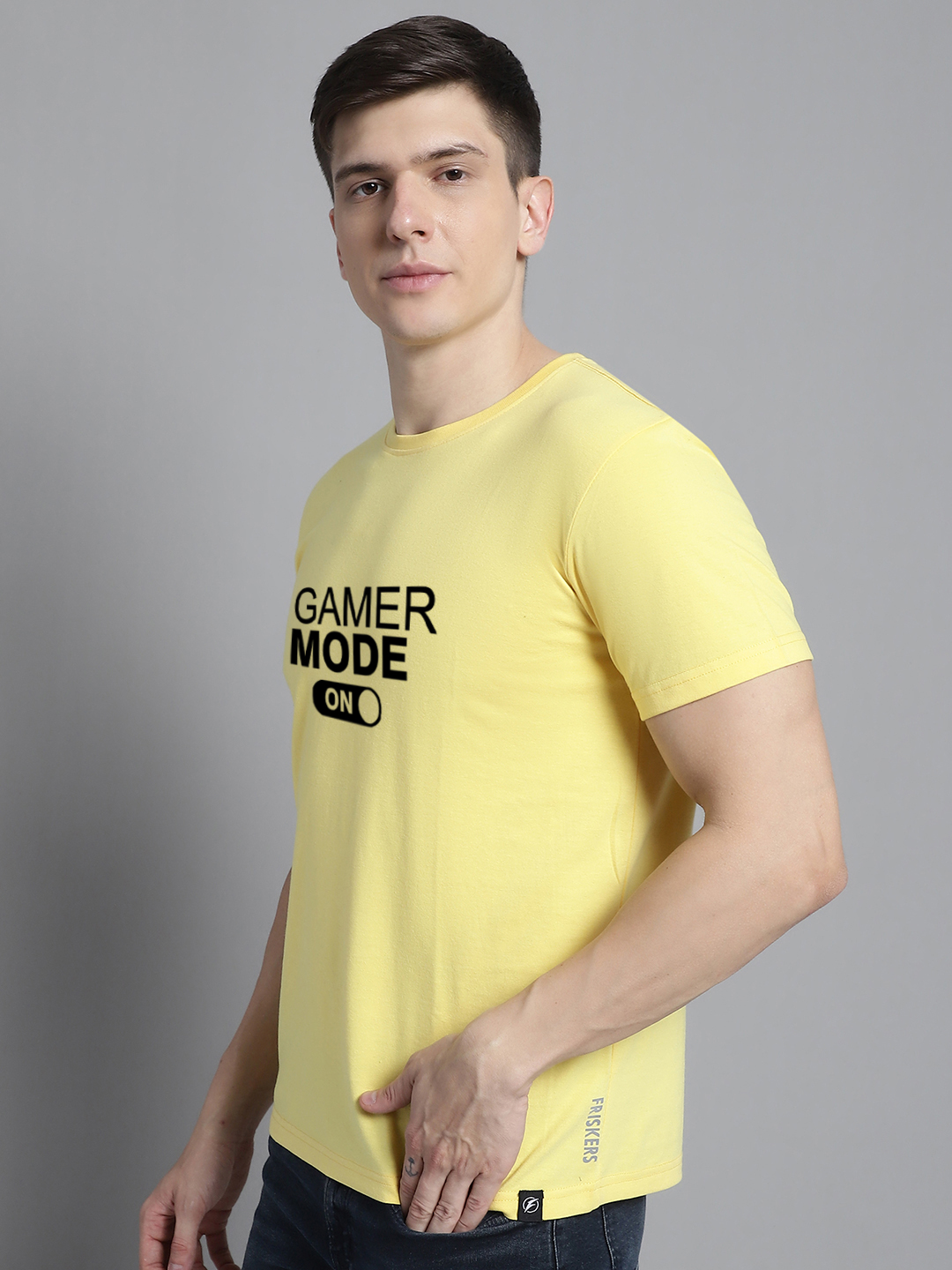 Yellow_Cotton_Gamer_Mode_On_Print_Round_Neck_T-Shirt_For_Men