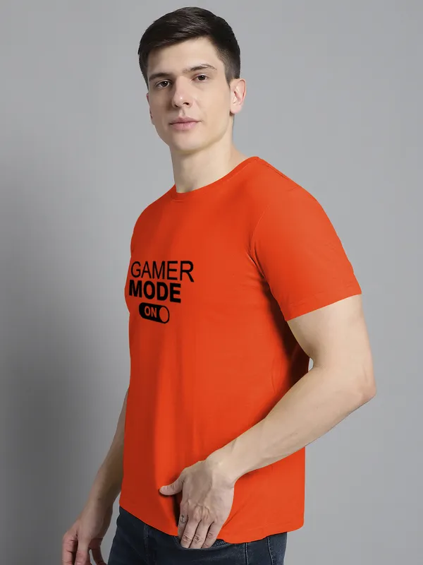 Orange_Cotton_Gamer_Mode_On_Print_Round_Neck_T-Shirt_For_Men