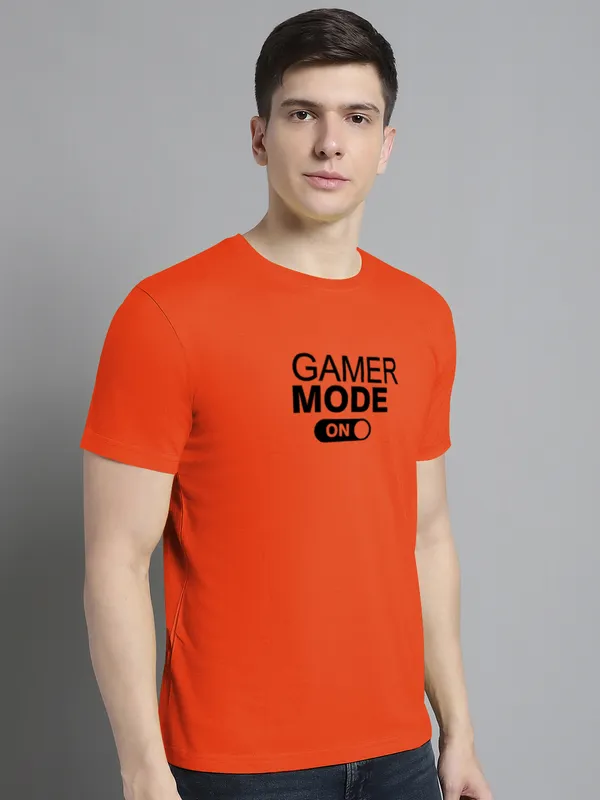 Orange_Cotton_Gamer_Mode_On_Print_Round_Neck_T-Shirt_For_Men