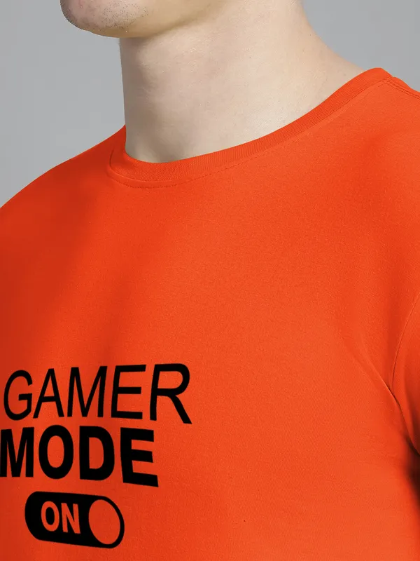Orange_Cotton_Gamer_Mode_On_Print_Round_Neck_T-Shirt_For_Men