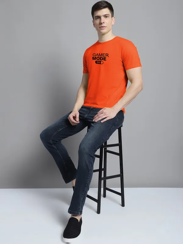 Orange_Cotton_Gamer_Mode_On_Print_Round_Neck_T-Shirt_For_Men