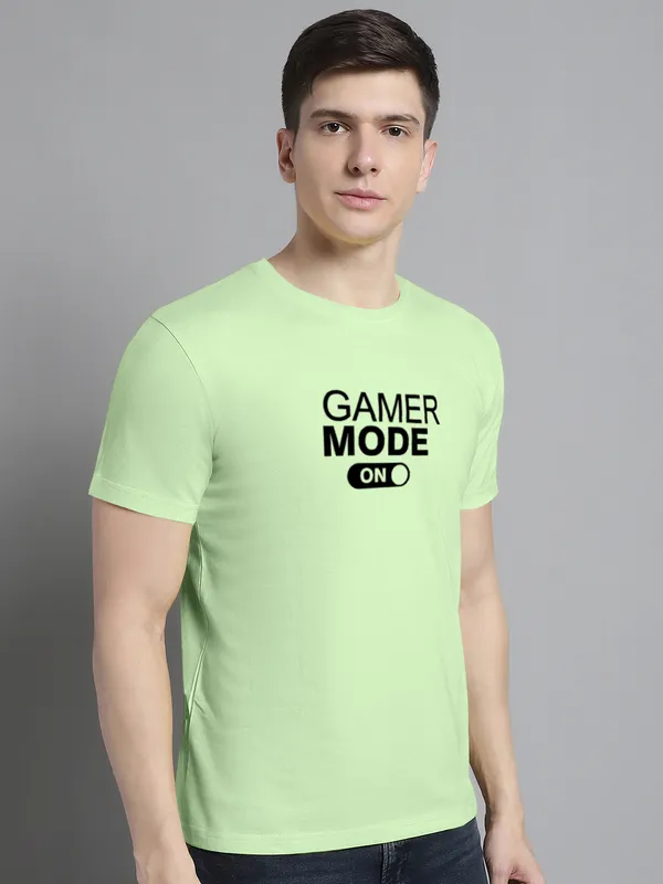 Sea_Green_Cotton_Gamer_Mode_On_Print_Round_Neck_T-Shirt_For_Men